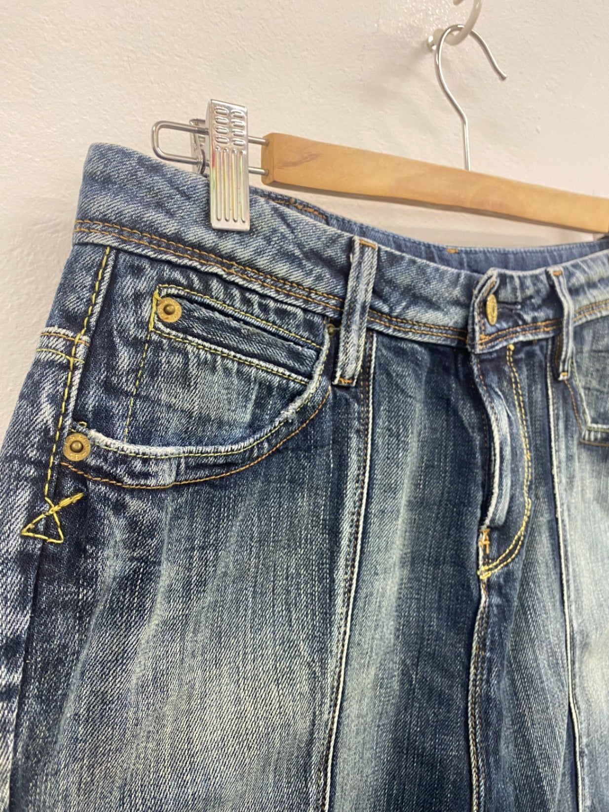 Fabulous Levi's Skirt W28" Blue Vintage tulip denim western boho chic FK608