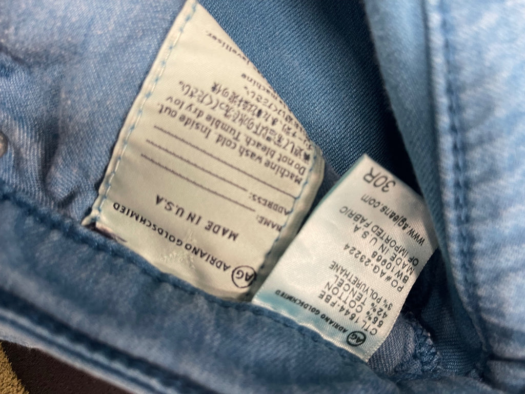 Fabulous ADRIANO GOLDSCHMIED The Stevie ankle zip jeans W30" Blue FK608