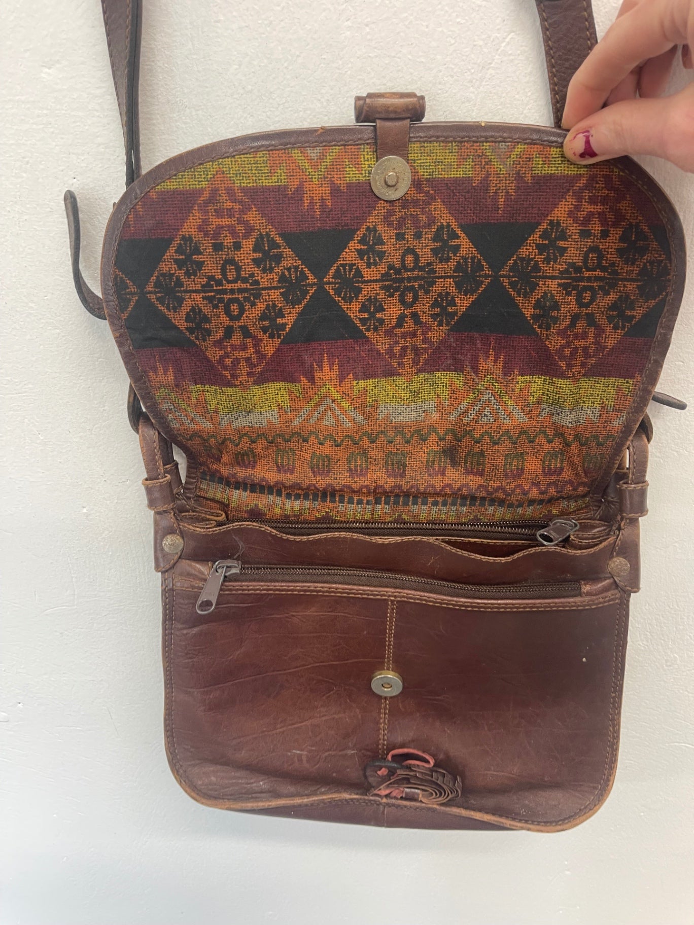 Fabulous Vintage boho 1970’s LAND handbag Tan Brown fK608