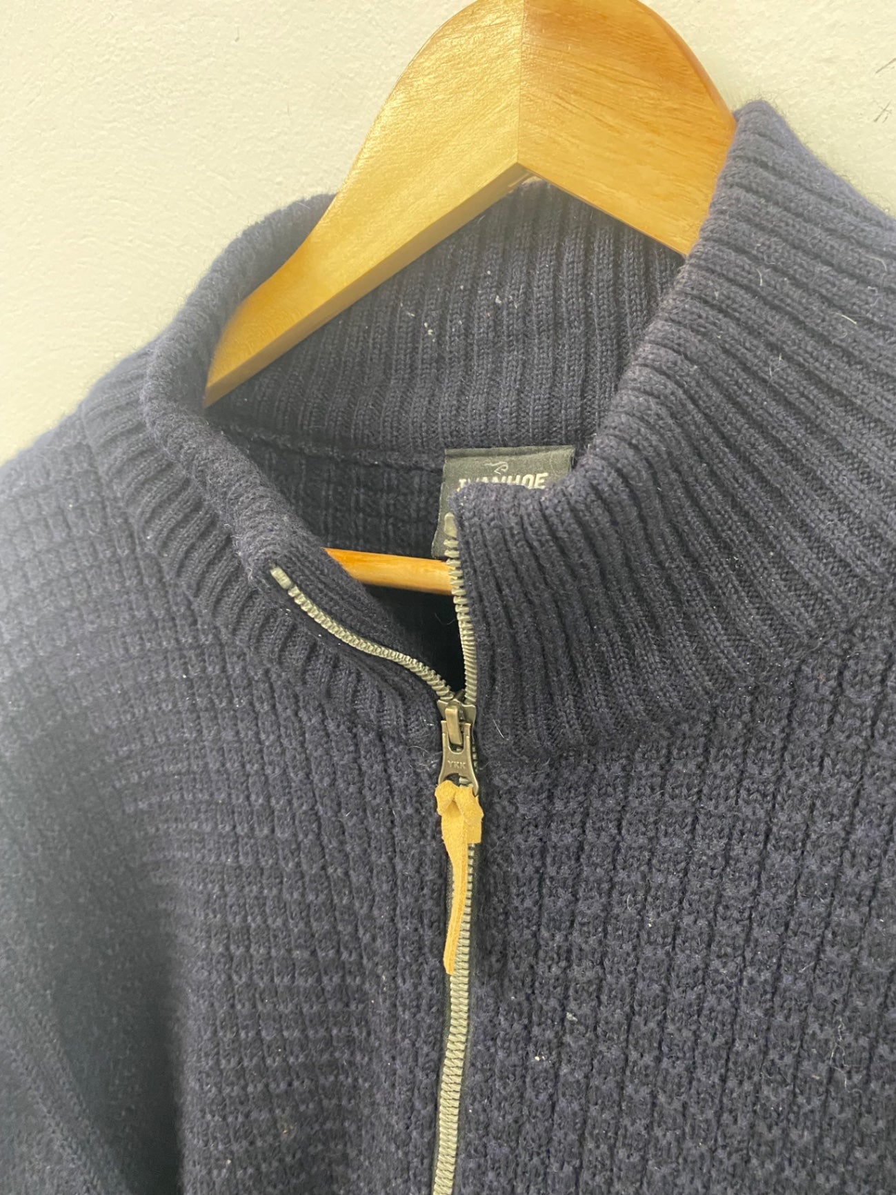 Fabulous Ivanhoe of Sweden 1/4 Zip Jumper XL Navy golf pure wool ES609