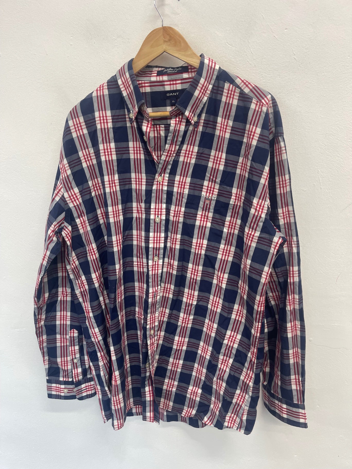 Fabulous GANT men’s portion poplin checked Shirt XL Red ES609