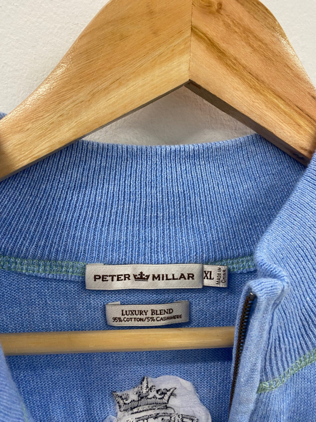 Fabulous Peter Millar 1/4 zip Sweater Golf XL Blue lime contrast stitching ES609
