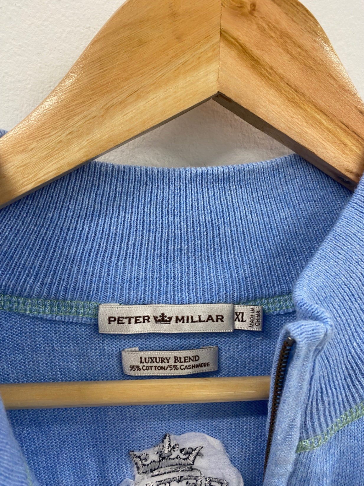 Fabulous Peter Millar 1/4 zip Sweater Golf XL Blue lime contrast stitching ES609