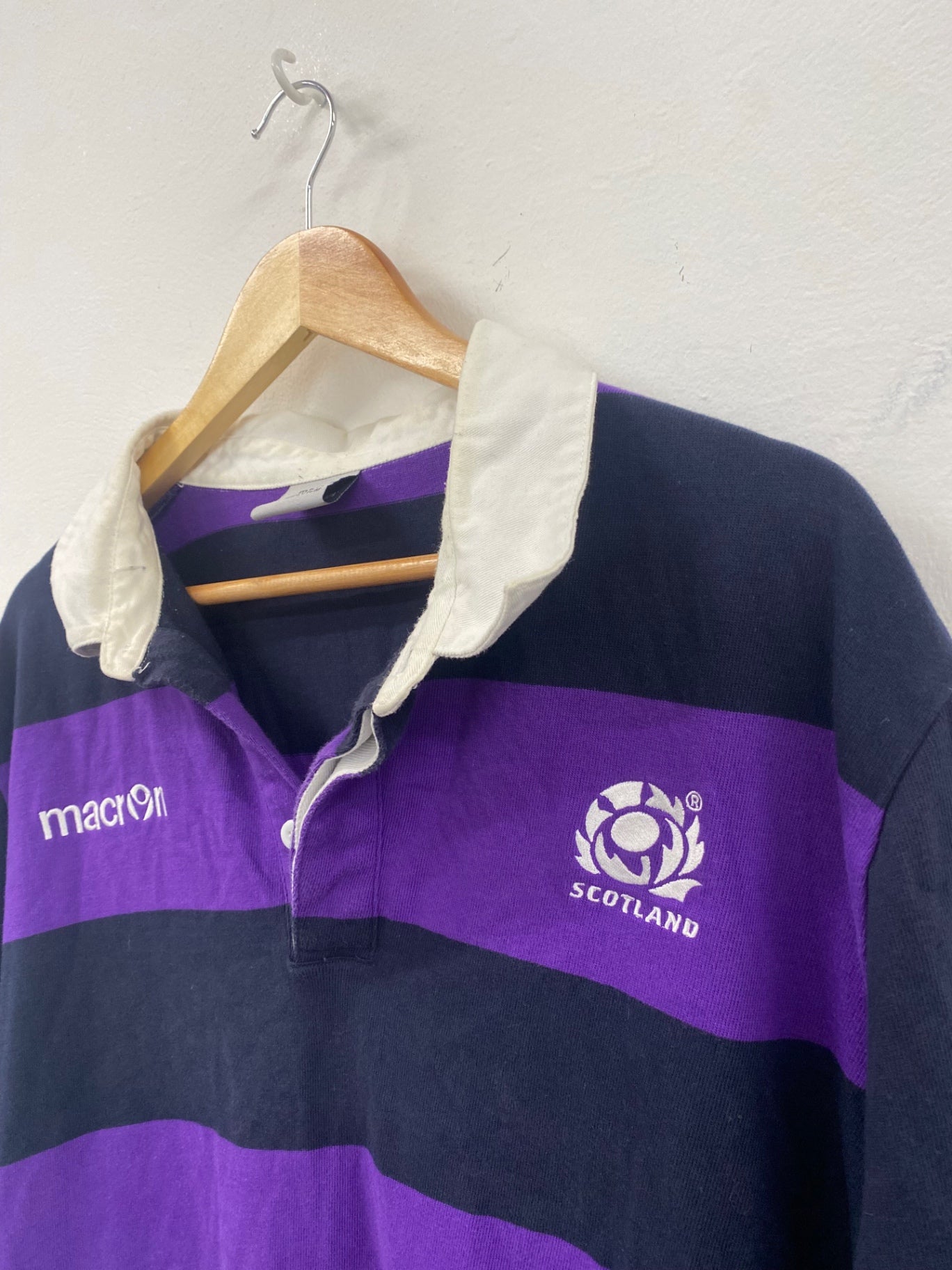 Scotland macron Rugby Shirt supporter's SRU 3XL Purple and navy vintage ES609
