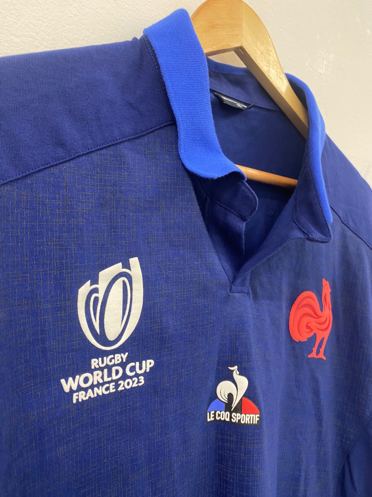 Fabulous le coq sportif Rugby supporters Polo Shirt XL Blue France RWC23 ES609