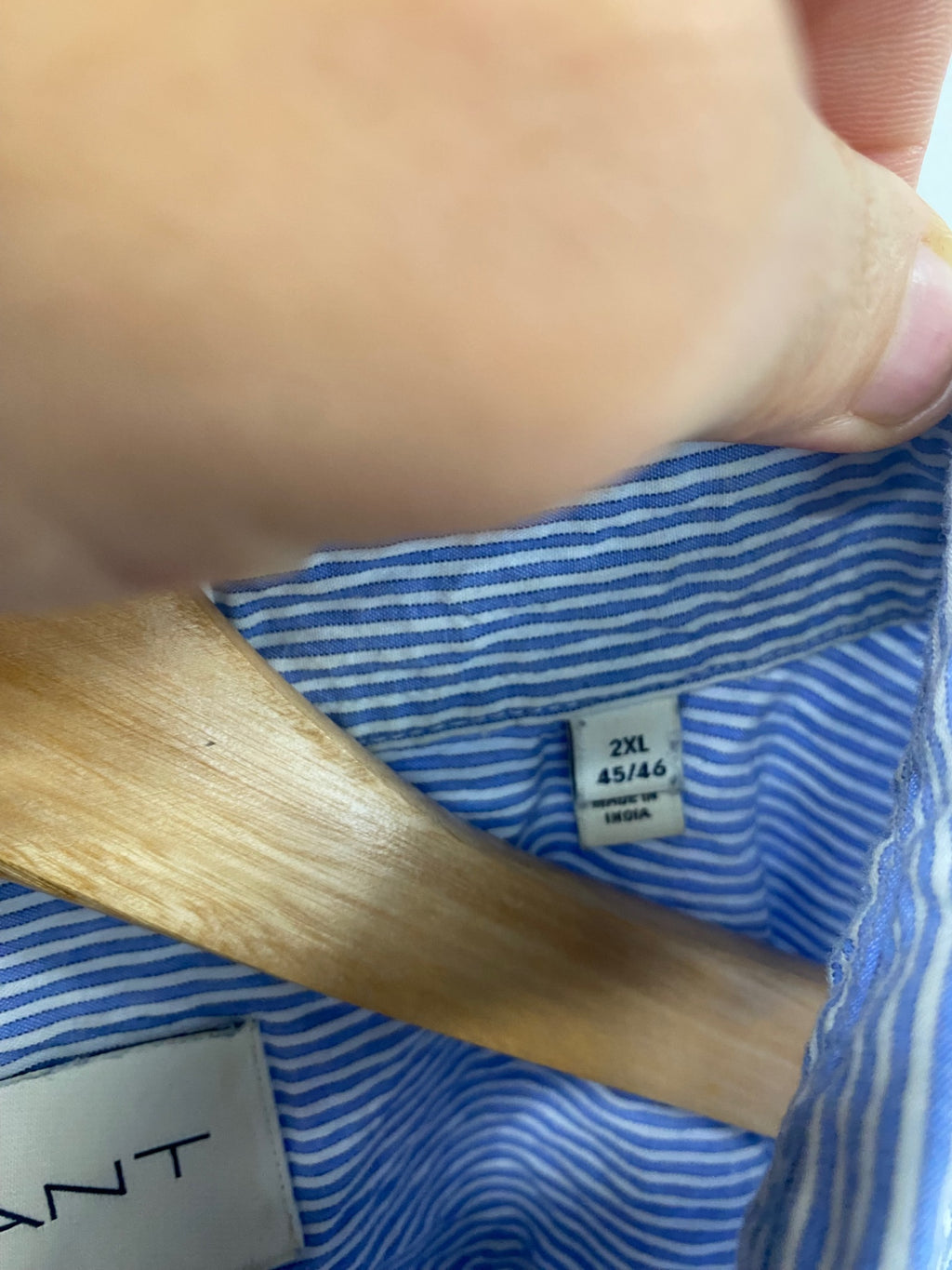 Fabulous GANT Short sleeve Shirt Seersucker regular untucked fit XXL Blue and white stripe ES609