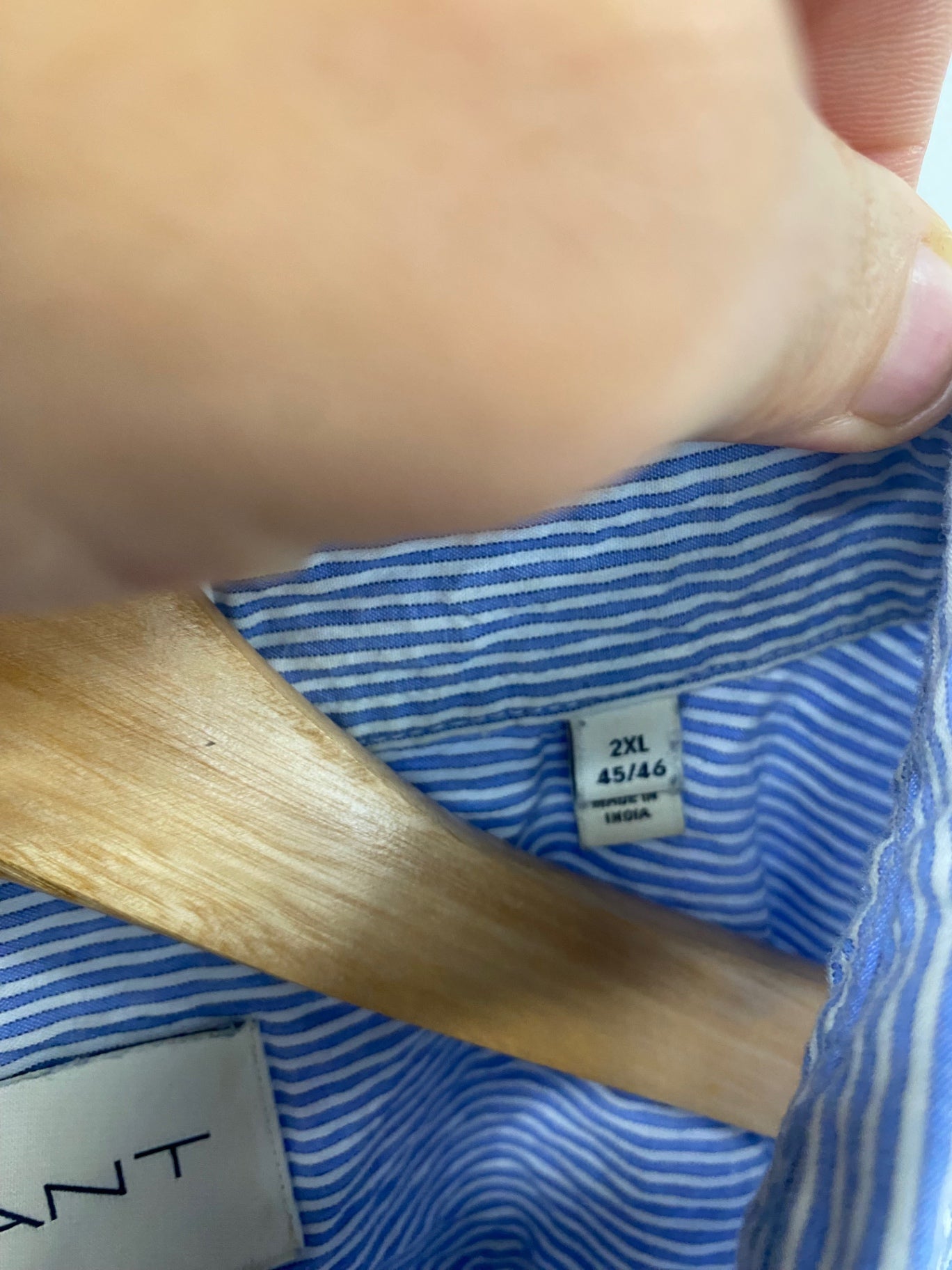 Fabulous GANT Short sleeve Shirt Seersucker regular untucked fit XXL Blue and white stripe ES609