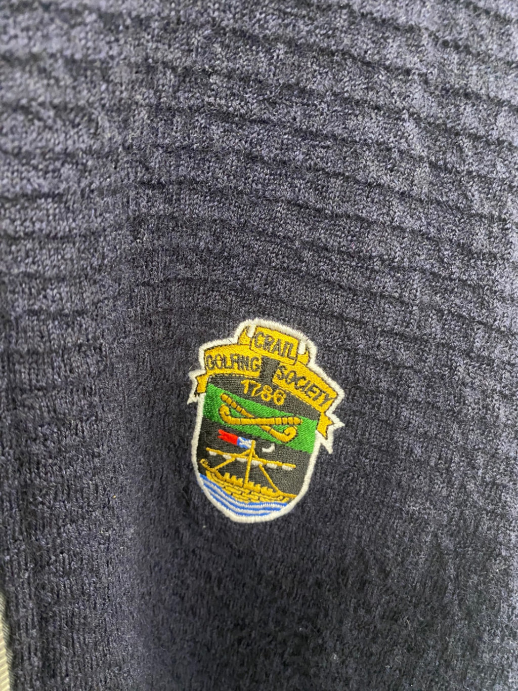 Fabulous Ivanhoe of Sweden Zip through Sweater XXL Navy Crail Golfing Society ES609
