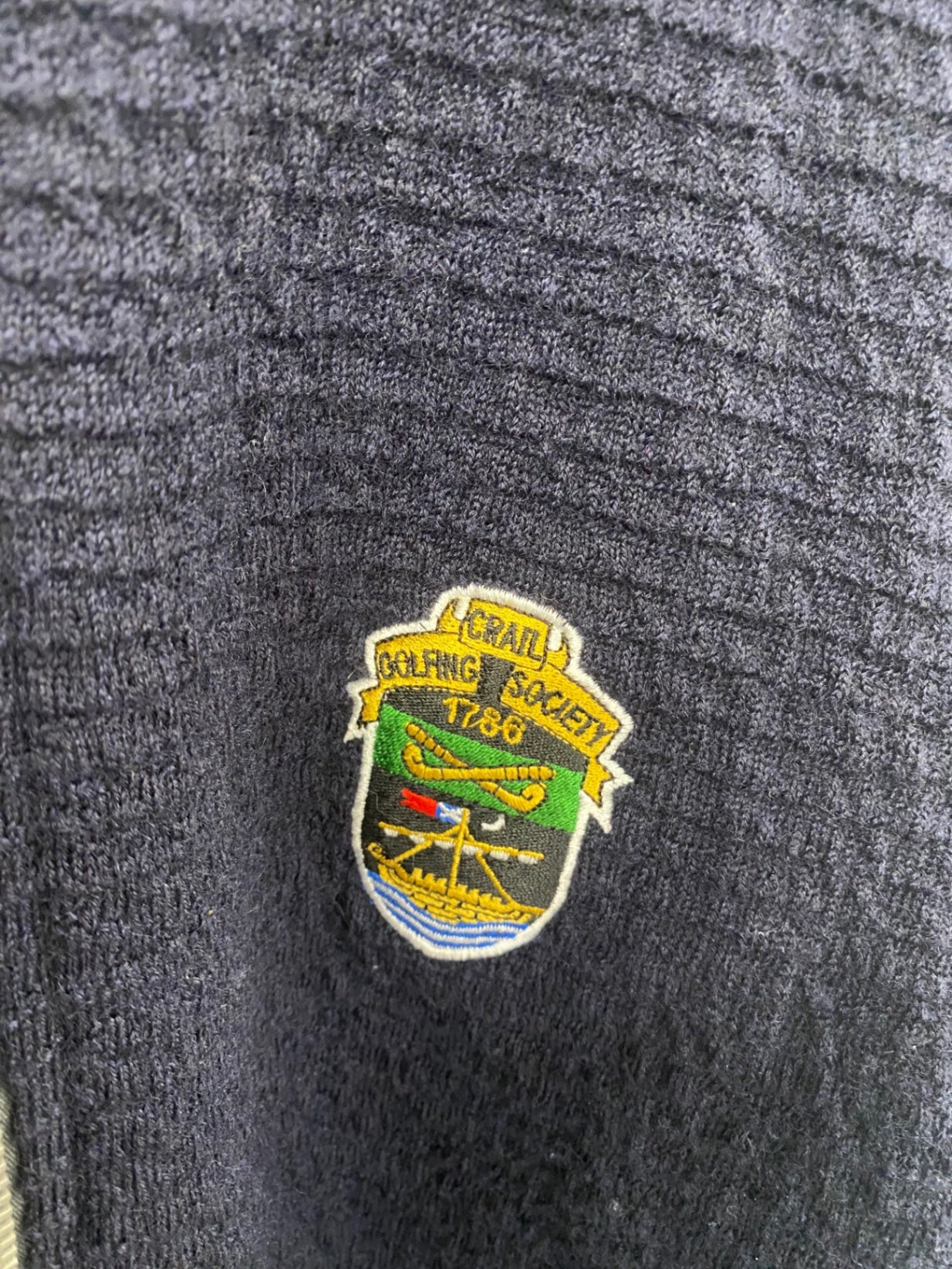Fabulous Ivanhoe of Sweden Zip through Sweater XXL Navy Crail Golfing Society ES609