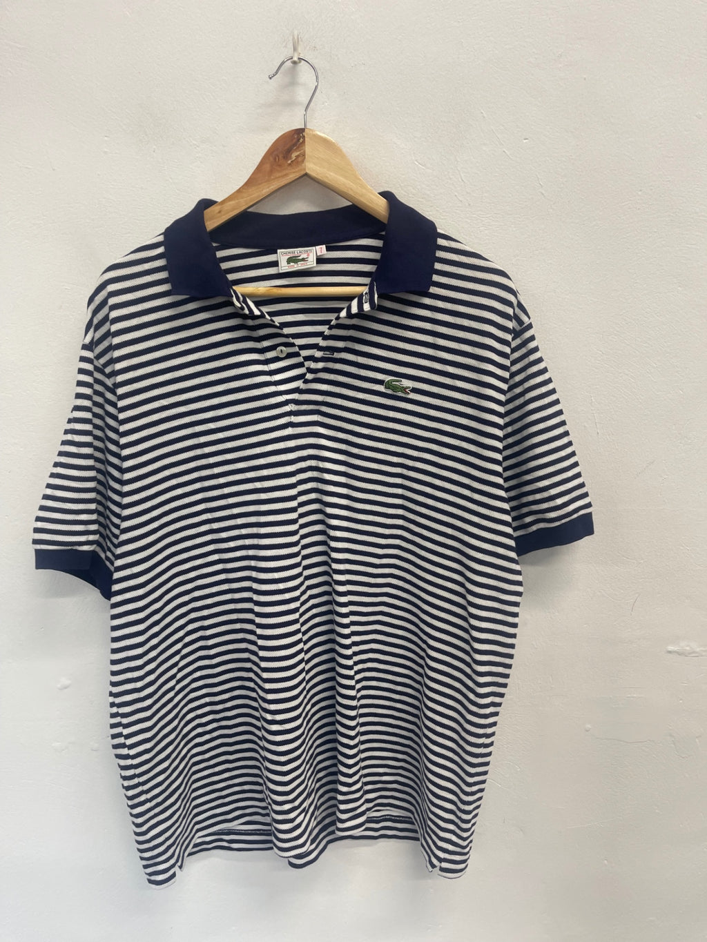Fabulous vintage 90’s Chemise Lacoste Shirt UK XXL Navy & White ES609