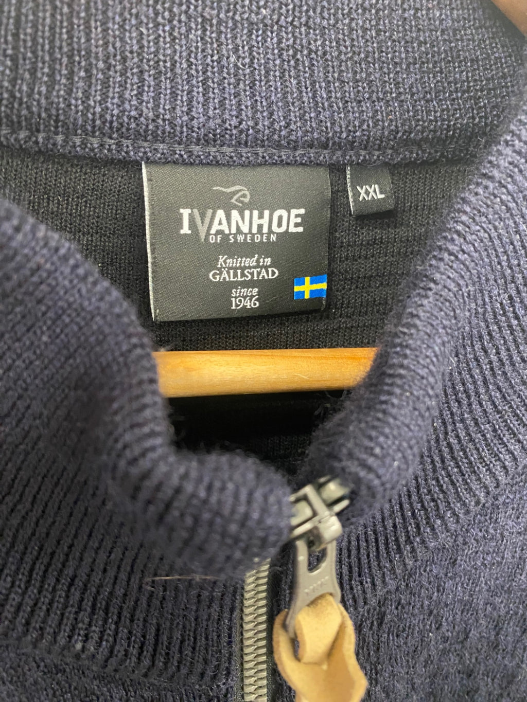 Fabulous Ivanhoe of Sweden Zip through Sweater XXL Navy Crail Golfing Society ES609