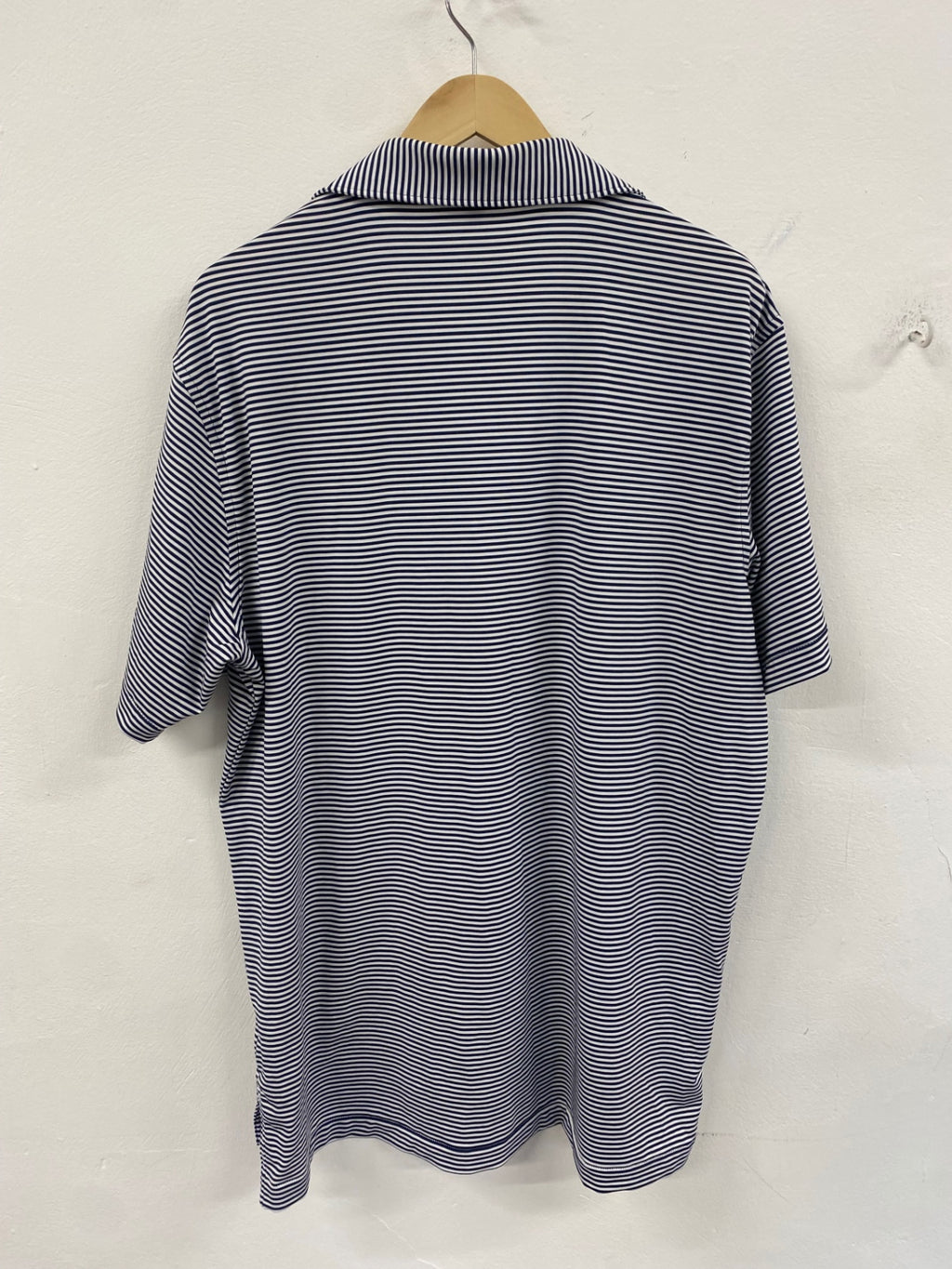 Fabulous Peter Millar Polo Shirt Royal Troon 152nd Open L Navy and white ES609