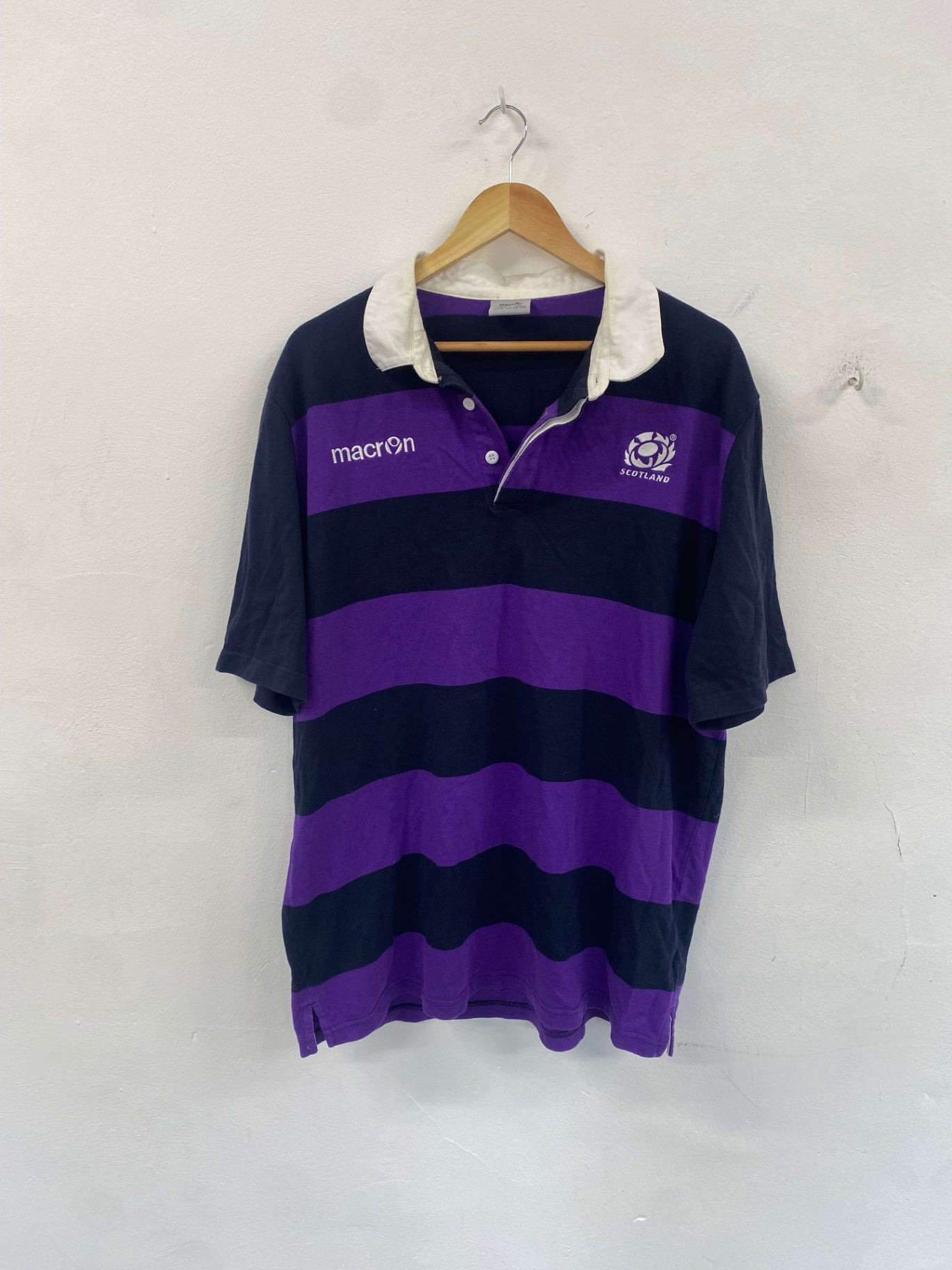 Scotland macron Rugby Shirt supporter's SRU 3XL Purple and navy vintage ES609