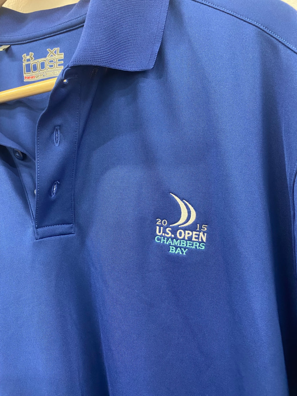 Fabulous Under Armour Heatgear golf 2015 US Open Chambers Bay Polo Shirt XL Blue