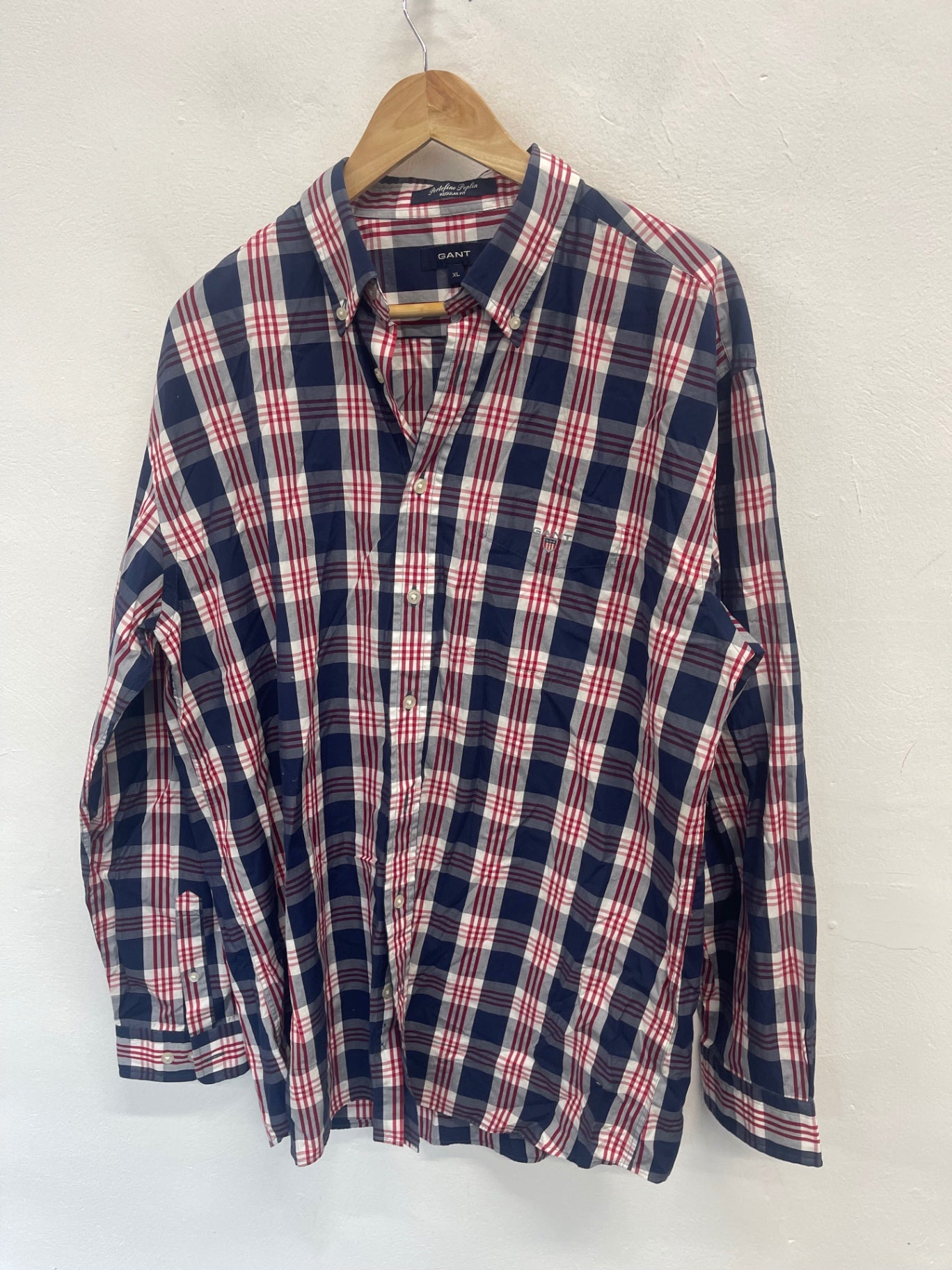 Fabulous GANT men’s portion poplin checked Shirt XL Red ES609