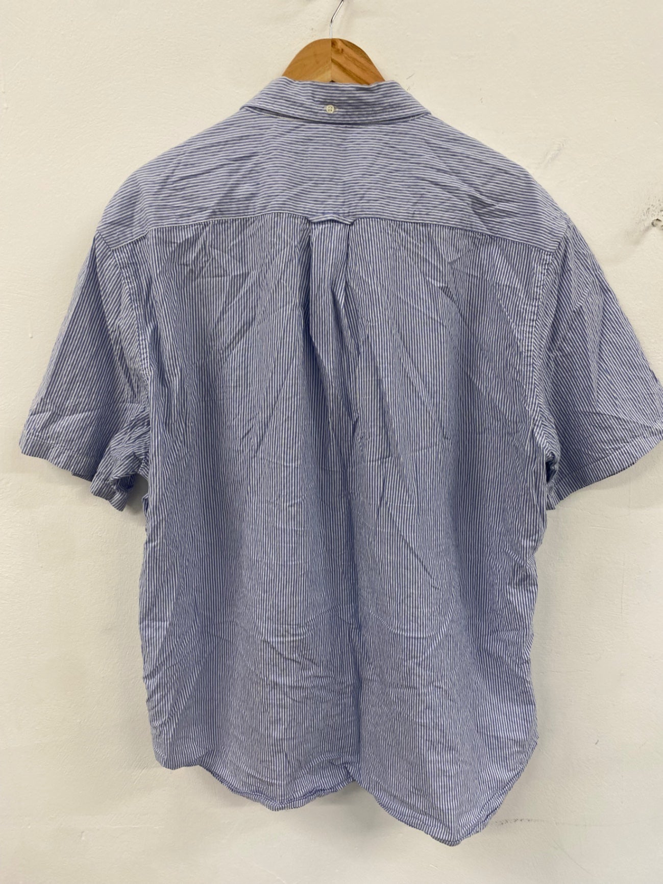 Fabulous GANT Short sleeve Shirt Seersucker regular untucked fit XXL Blue and white stripe ES609