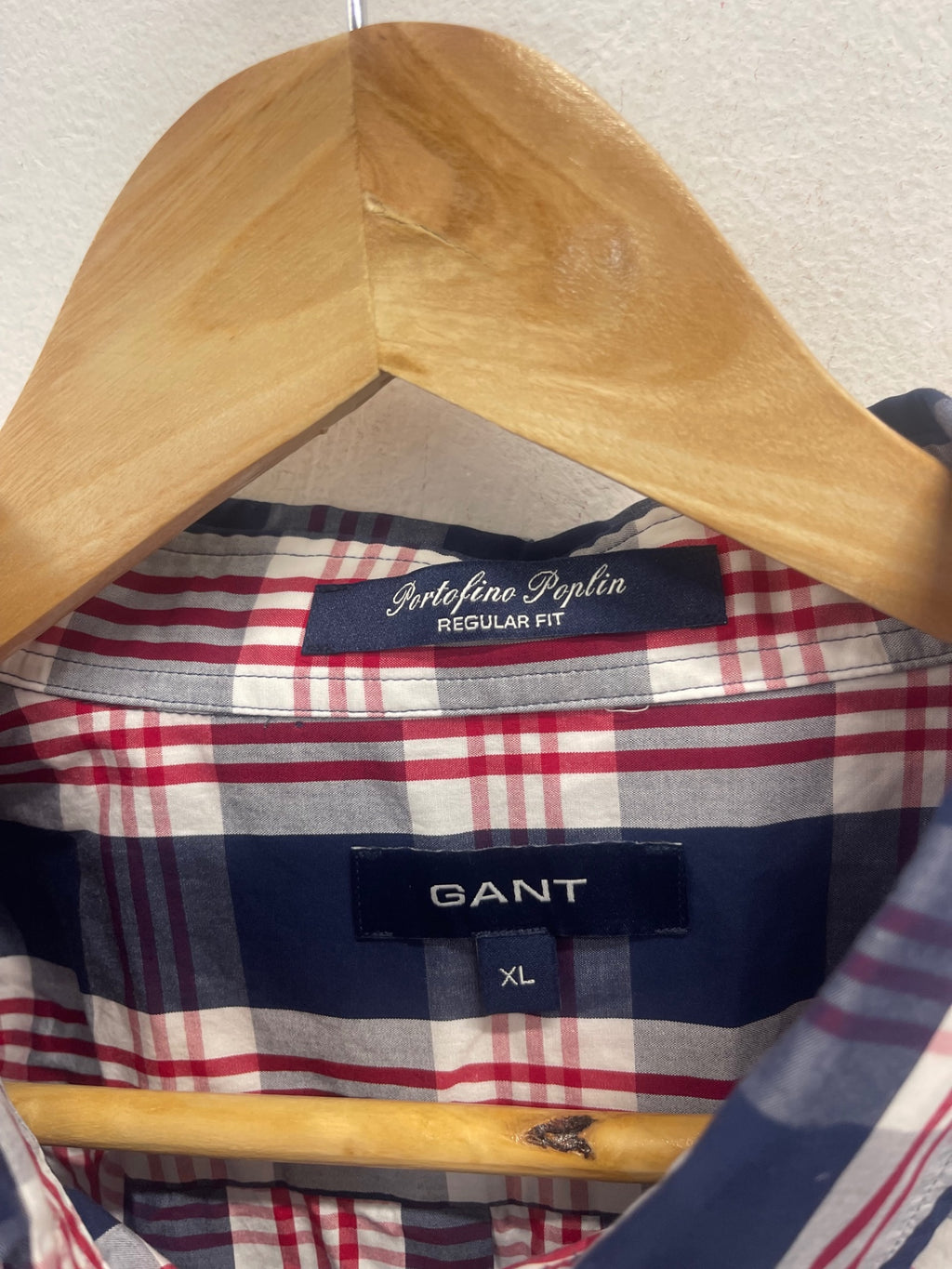 Fabulous GANT men’s portion poplin checked Shirt XL Red ES609