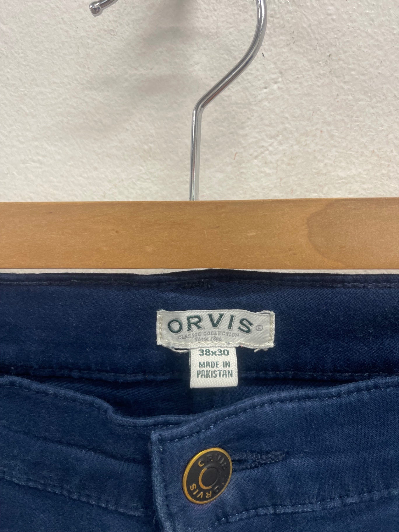 Fabulous Orvis moleskin cotton trousers  38W 30 L Navy Blue ES609