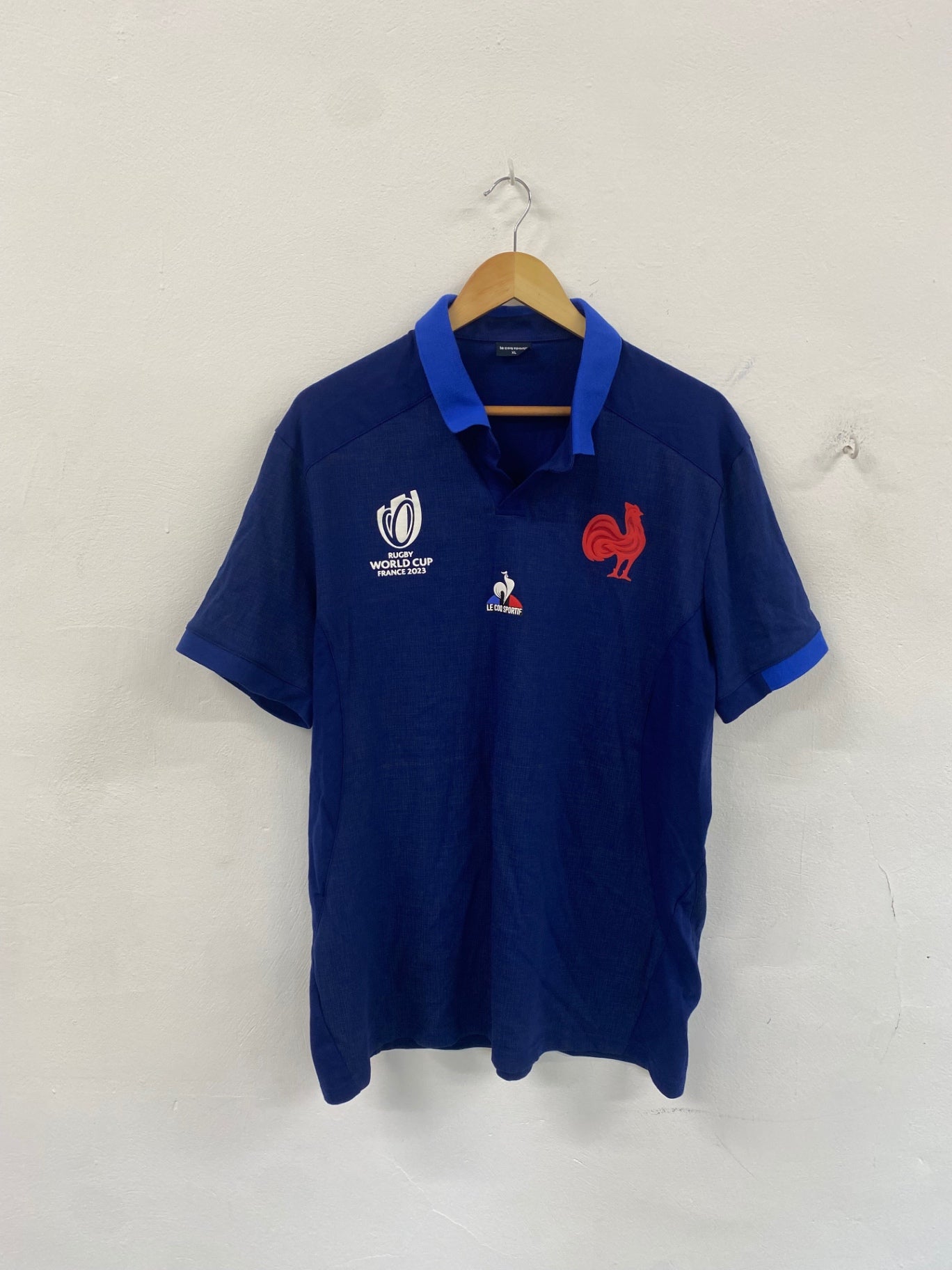 Fabulous le coq sportif Rugby supporters Polo Shirt XL Blue France RWC23 ES609