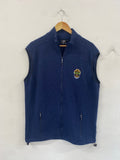 Fabulous Ivanhoe of Sweden Gilet Blue merino knit zipped golf Crail Golfing Society ES609
