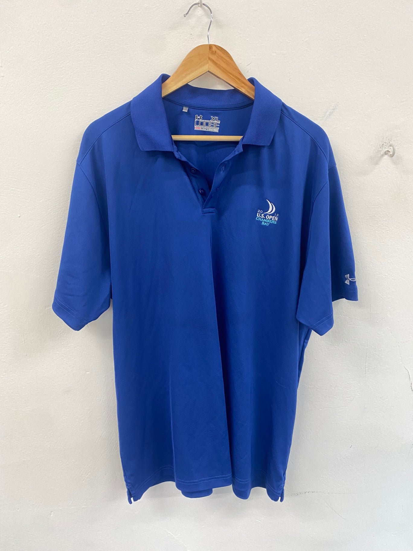 Fabulous Under Armour Heatgear golf 2015 US Open Chambers Bay Polo Shirt XL Blue