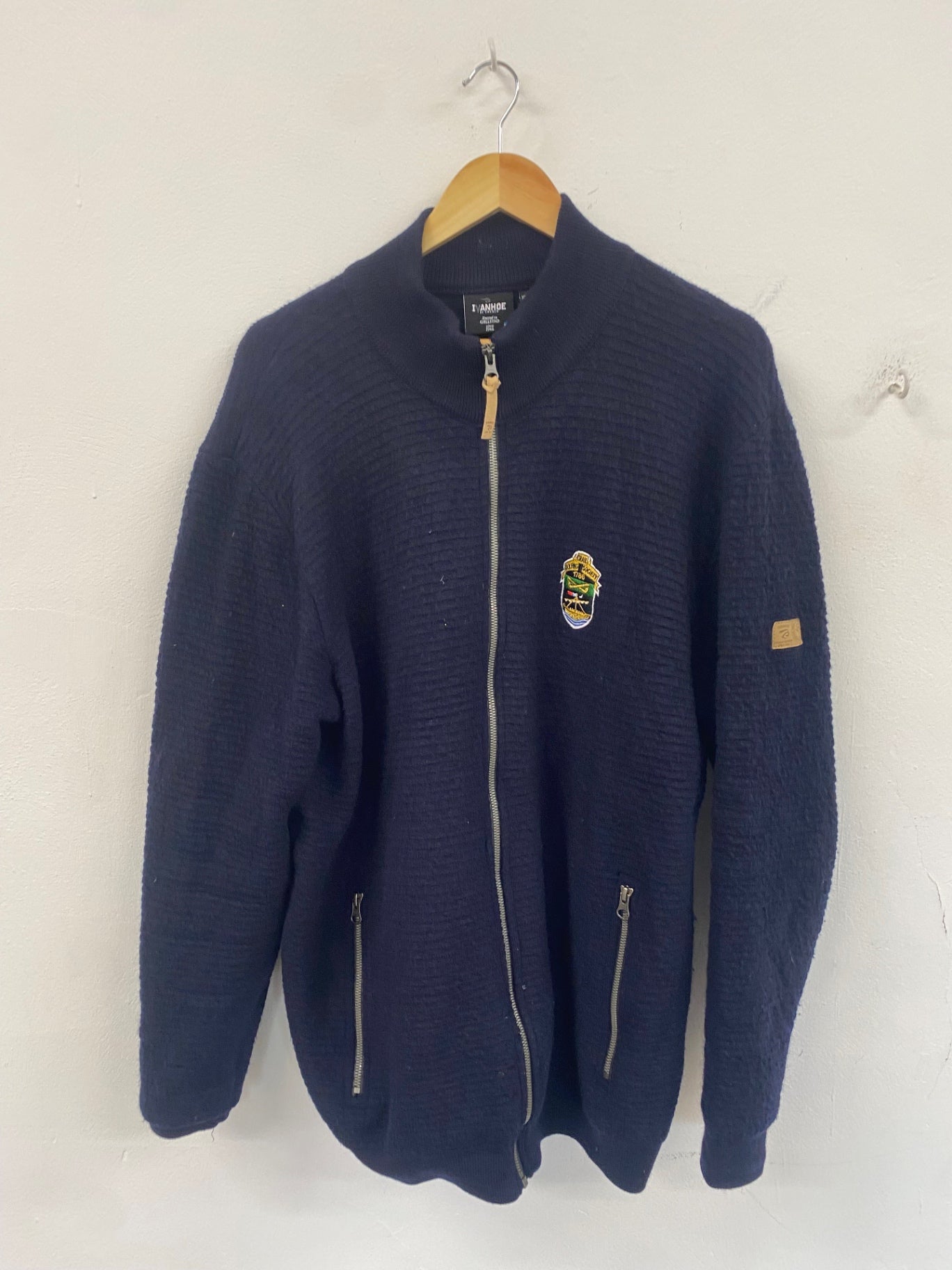 Fabulous Ivanhoe of Sweden Zip through Sweater XXL Navy Crail Golfing Society ES609