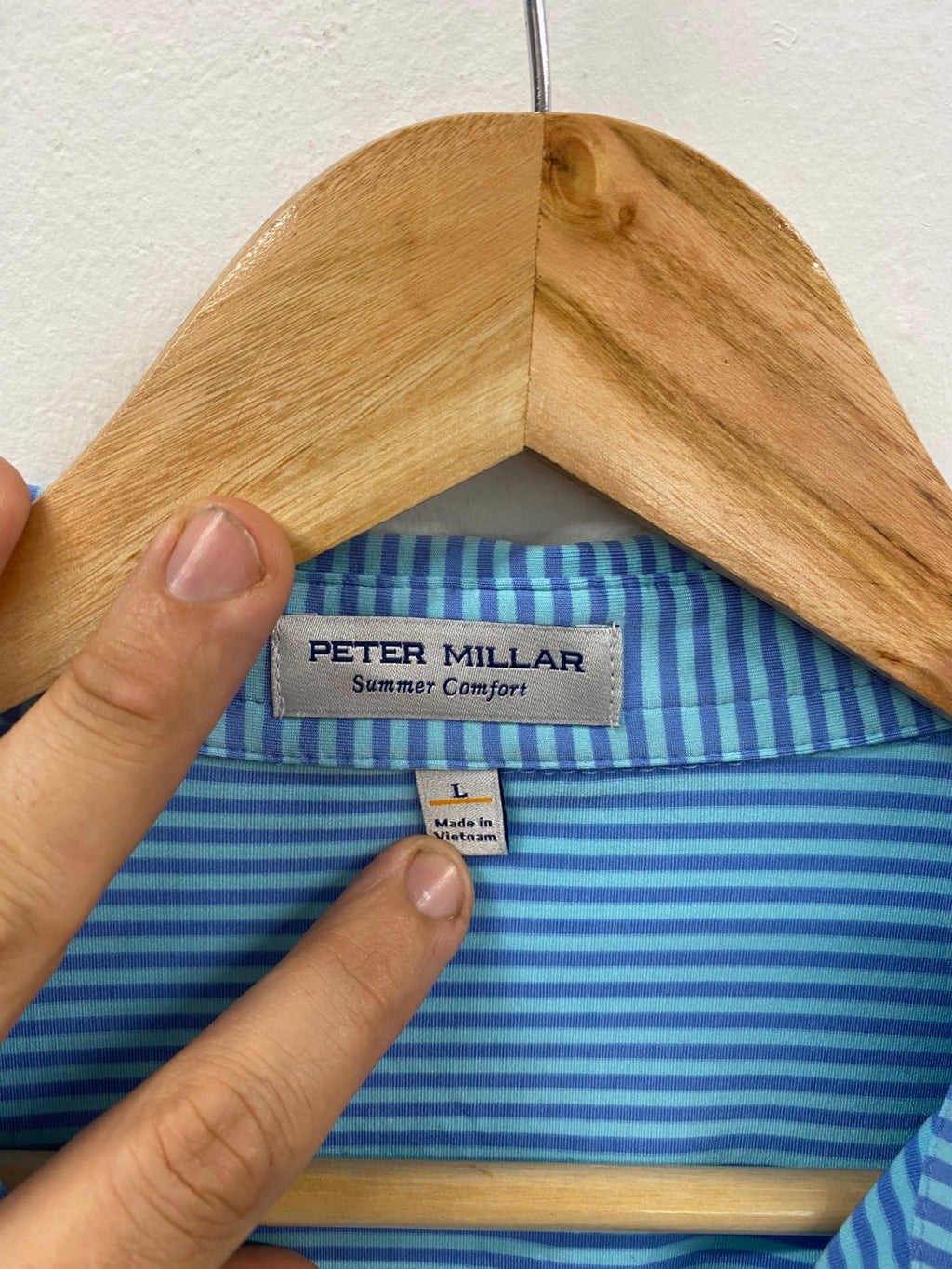 Fabulous Peter Millar Polo Shirt Crail Golf L Lilac & Mint eS609