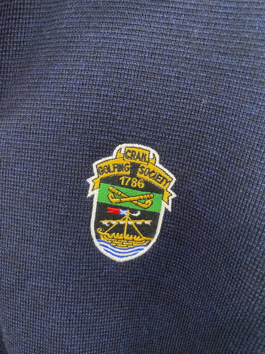 Awesome Ivanhoe of Sweden Windproof 1/4 zip Sweater XXL Navy Crail Golfing Society ES609 