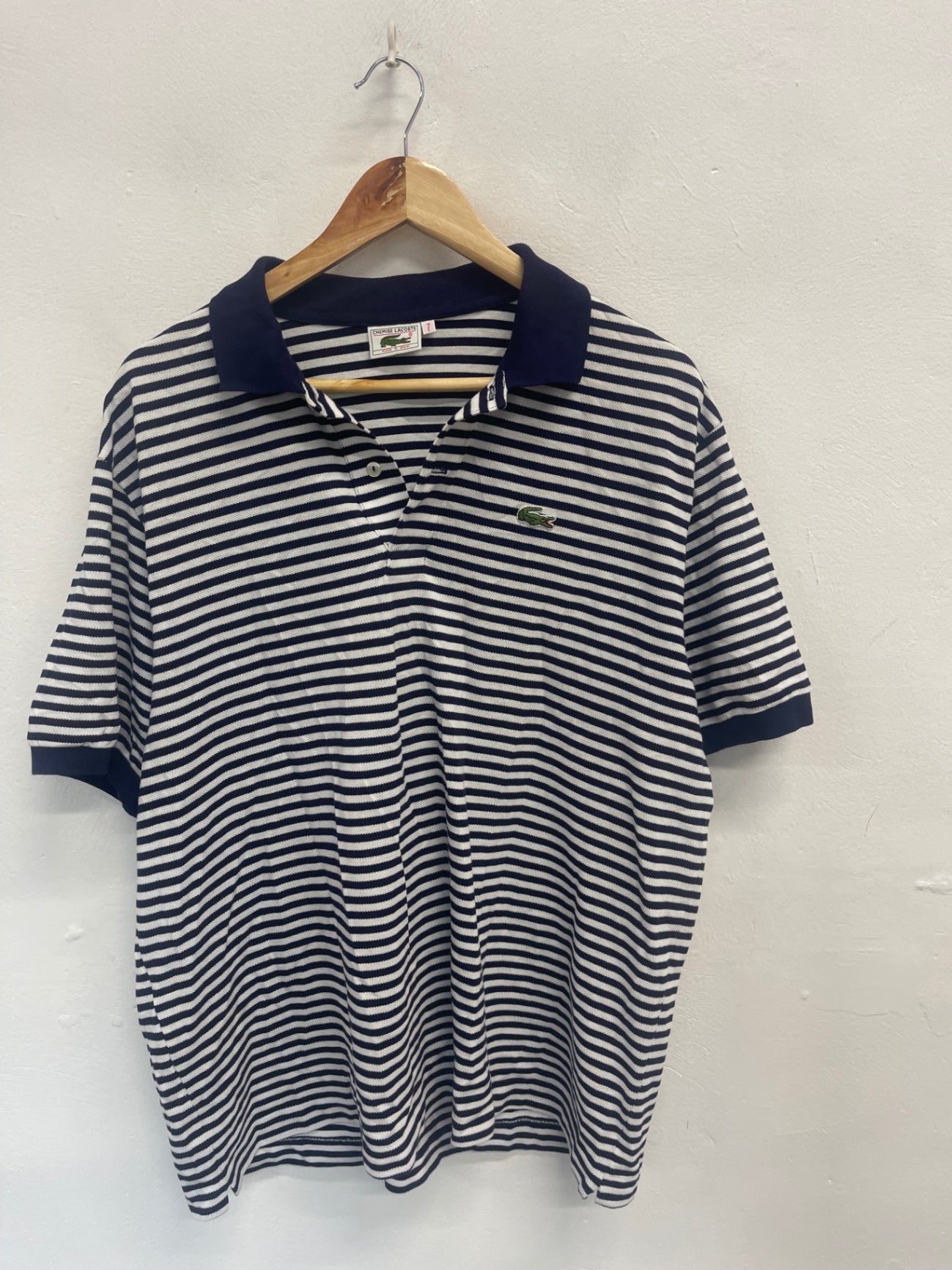 Fabulous vintage 90’s Chemise Lacoste Shirt UK XXL Navy & White ES609