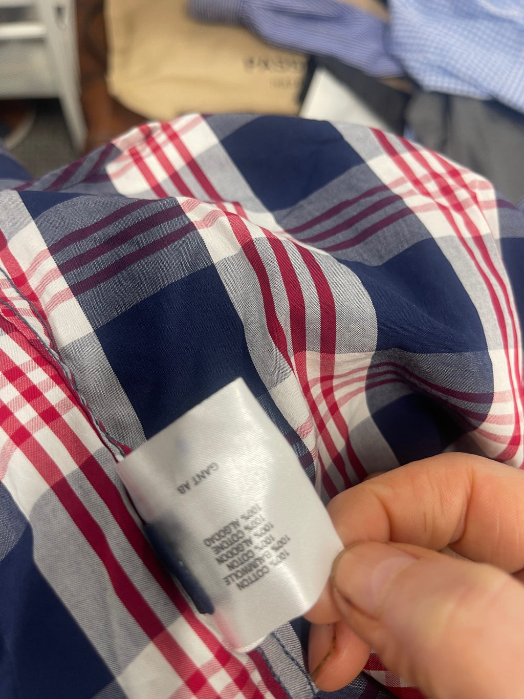 Fabulous GANT men’s portion poplin checked Shirt XL Red ES609
