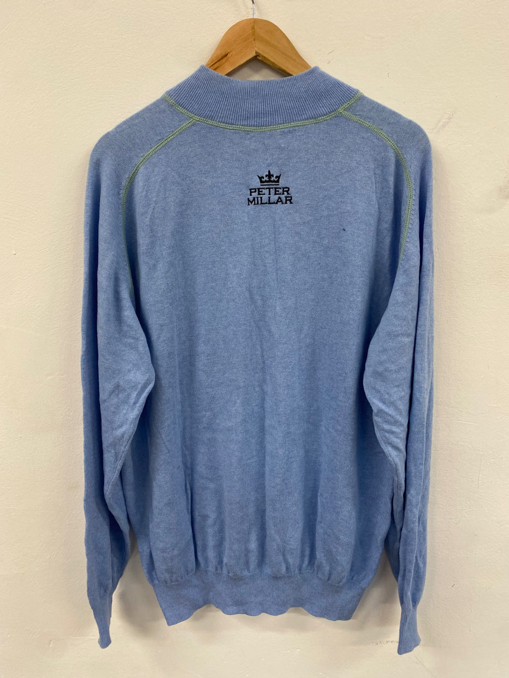Fabulous Peter Millar 1/4 zip Sweater Golf XL Blue lime contrast stitching ES609