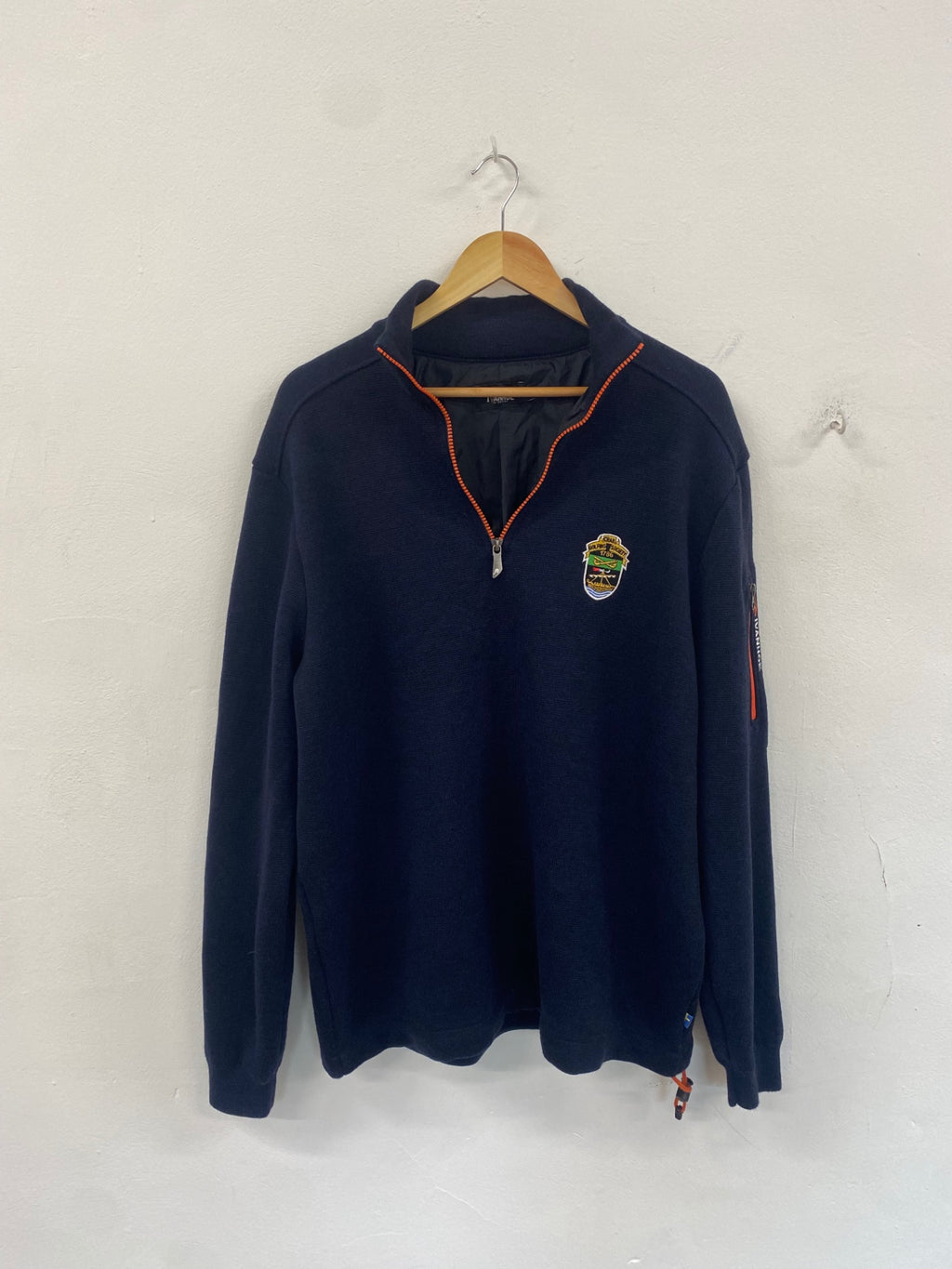 Awesome Ivanhoe of Sweden Windproof 1/4 zip Sweater XXL Navy Crail Golfing Society ES609 