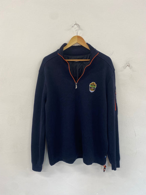 Awesome Ivanhoe of Sweden Windproof 1/4 zip Sweater XXL Navy Crail Golfing Society ES609 