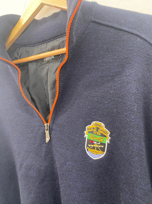 Awesome Ivanhoe of Sweden Windproof 1/4 zip Sweater XXL Navy Crail Golfing Society ES609 