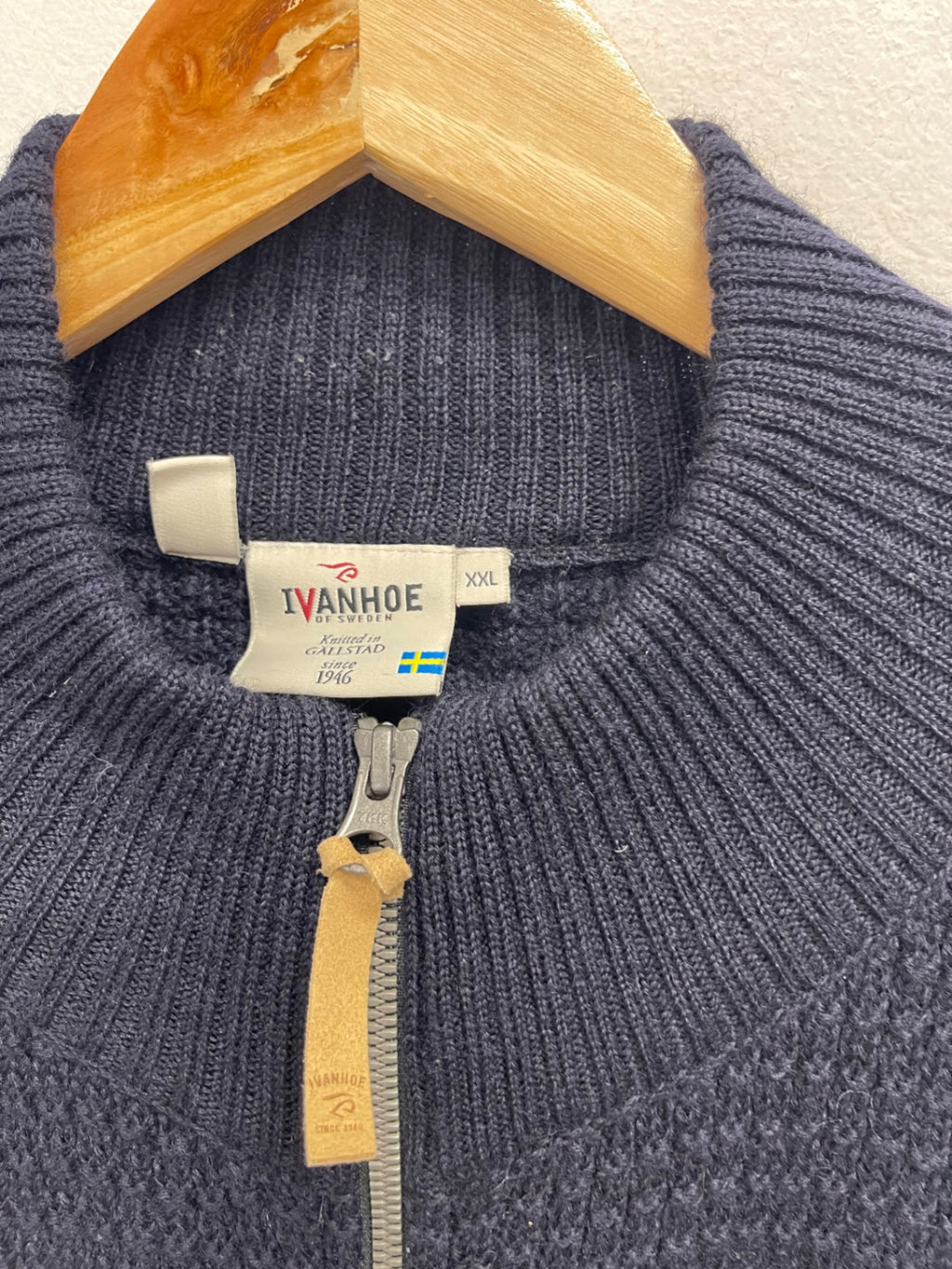 Fabulous Ivanhoe wool golf Cardigan XXL Navy Blue ES609