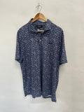 Fabulous RLX Ralph Lauren floral golfers Polo shirt  XL Navy Blue& White ES609