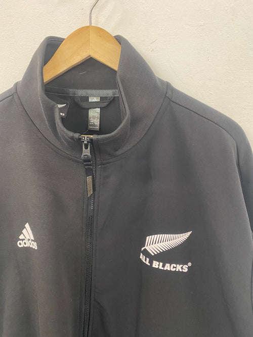 Fabulous adidas All Blacks New Zealand Training Top XL Black zip thru rugby ES609