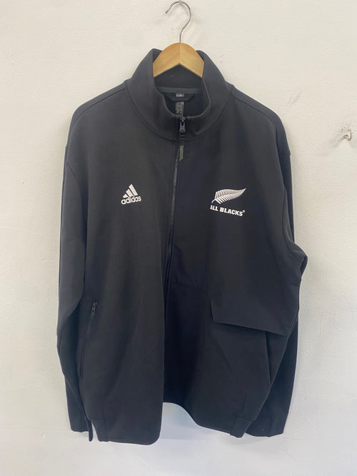 Fabulous adidas All Blacks New Zealand Training Top XL Black zip thru rugby ES609