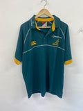 Fabulous Canterbury Wallabies Rugby Polo Shirt L Green and Gold ES609