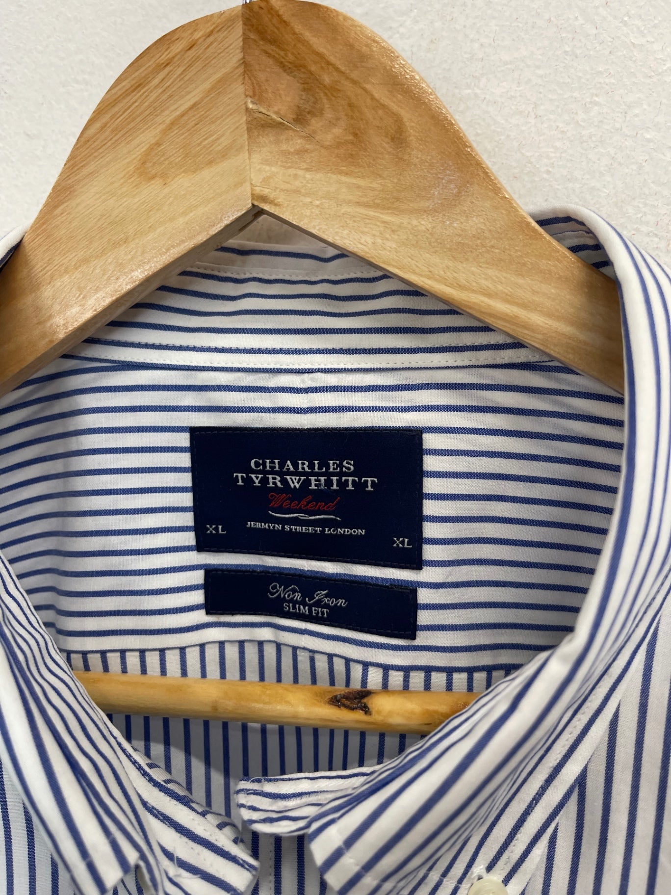 Fabulous Charles Tyrwitt non iron slim fit Shirt XL White & blue ES609