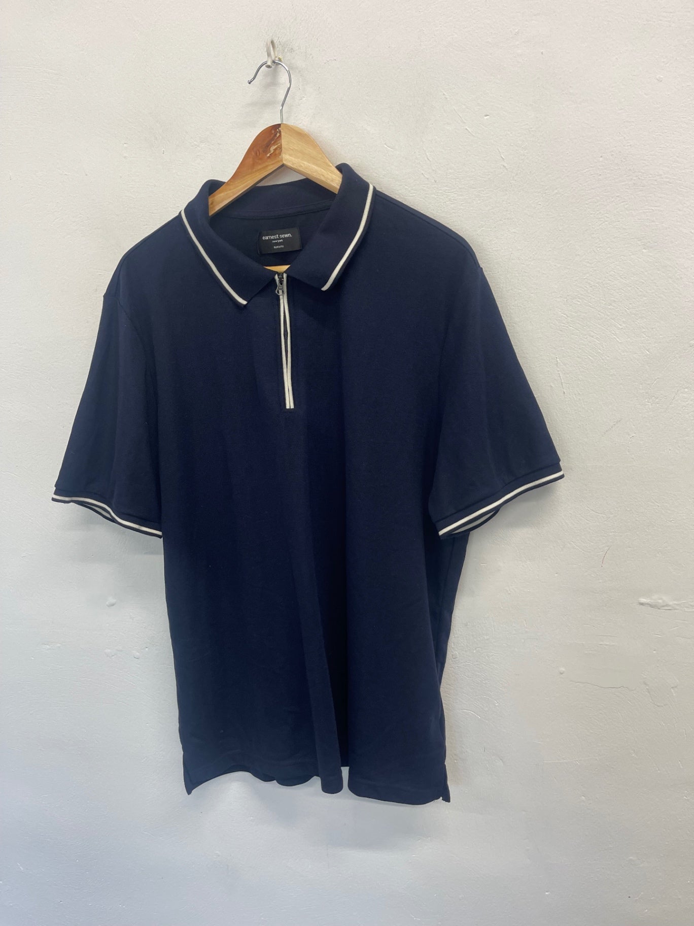Fabulous earnest sewn cotton Golf polo shirt  XL Navy ES609