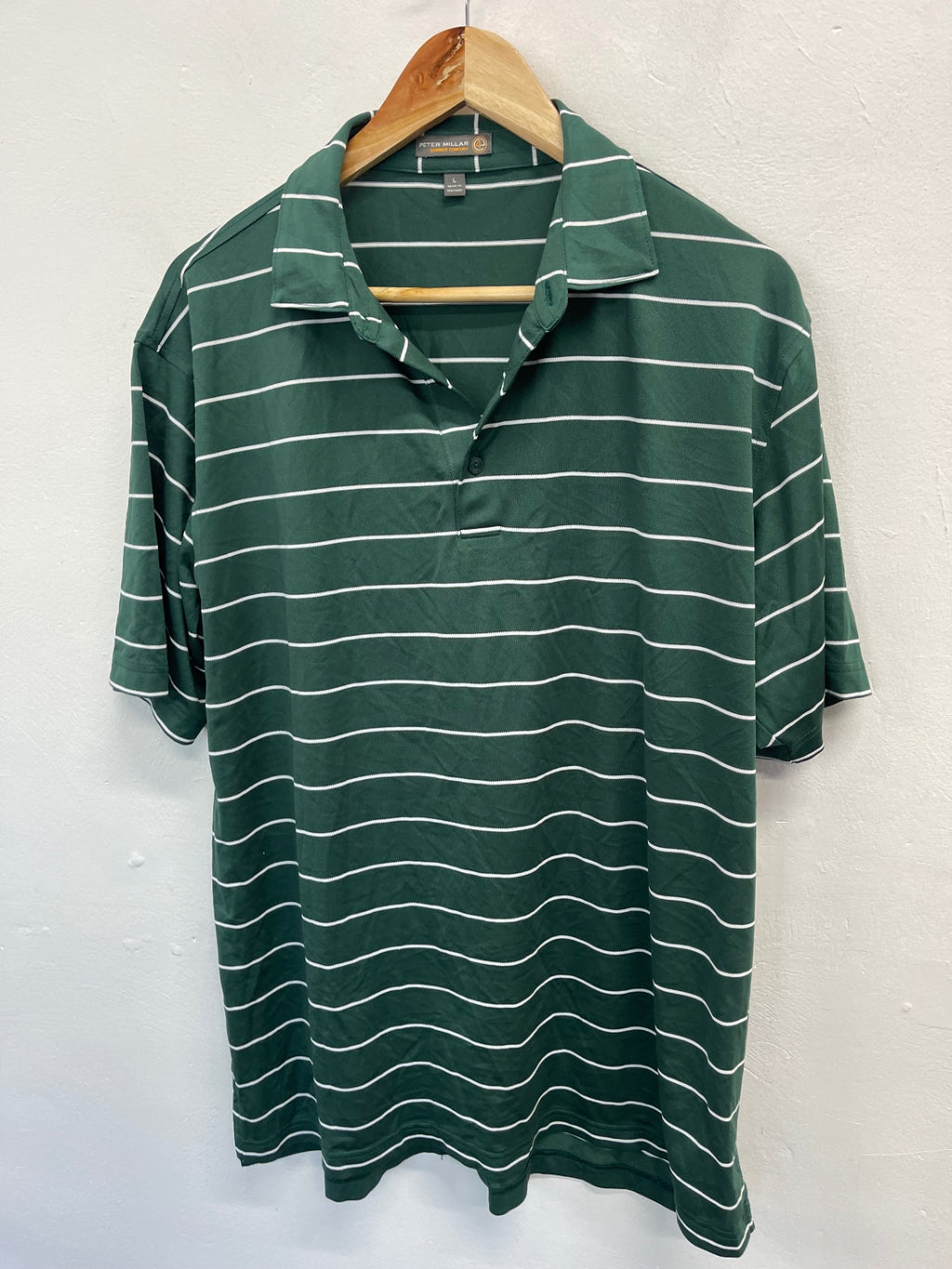 Fabulous Peter Millar Summer comfort golf Polo top UkL Green ES609