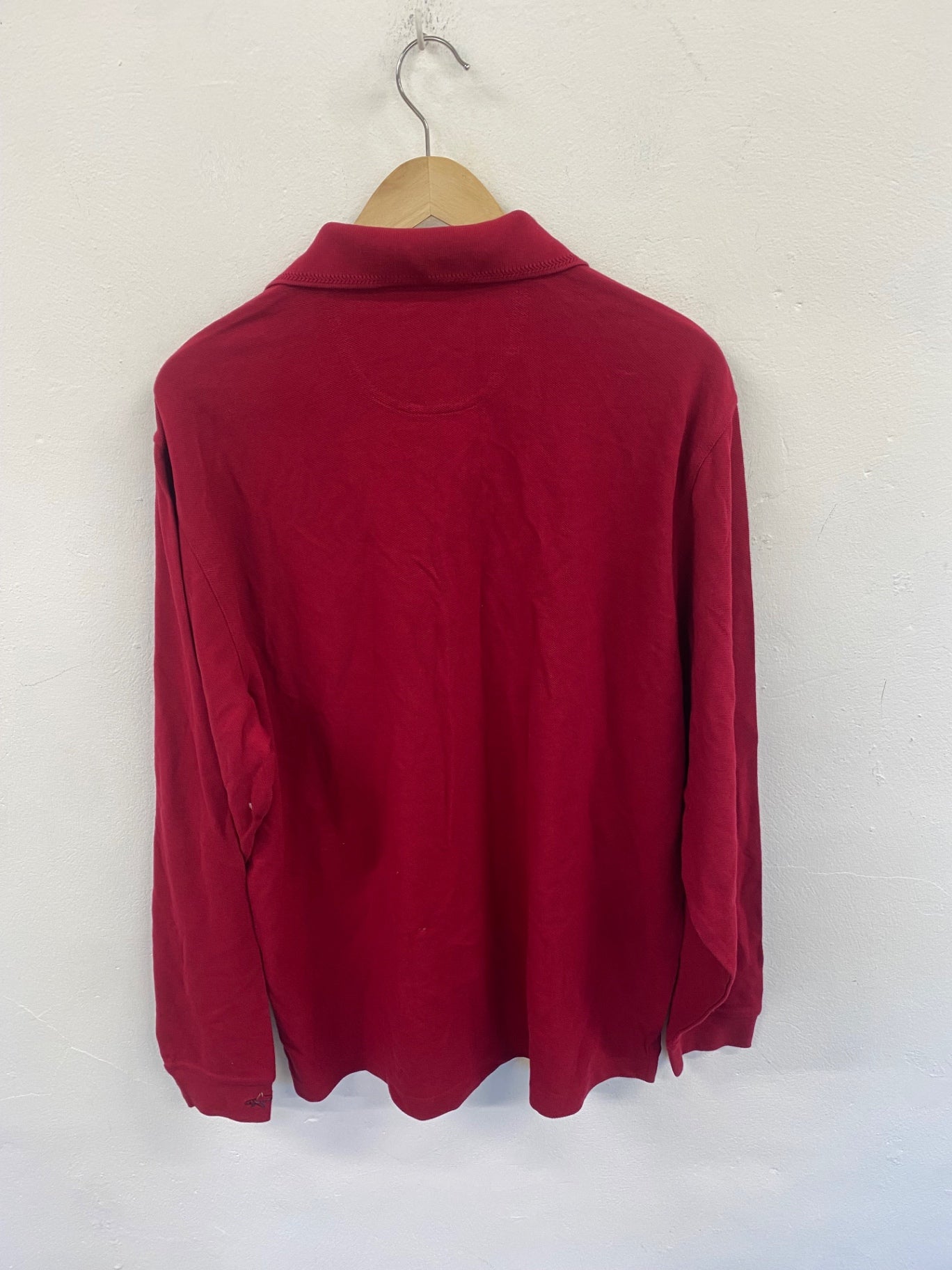 Fabulous Greg Norman L/S Polo Shirt cotton Open 2005 St Andrews M Red ES609