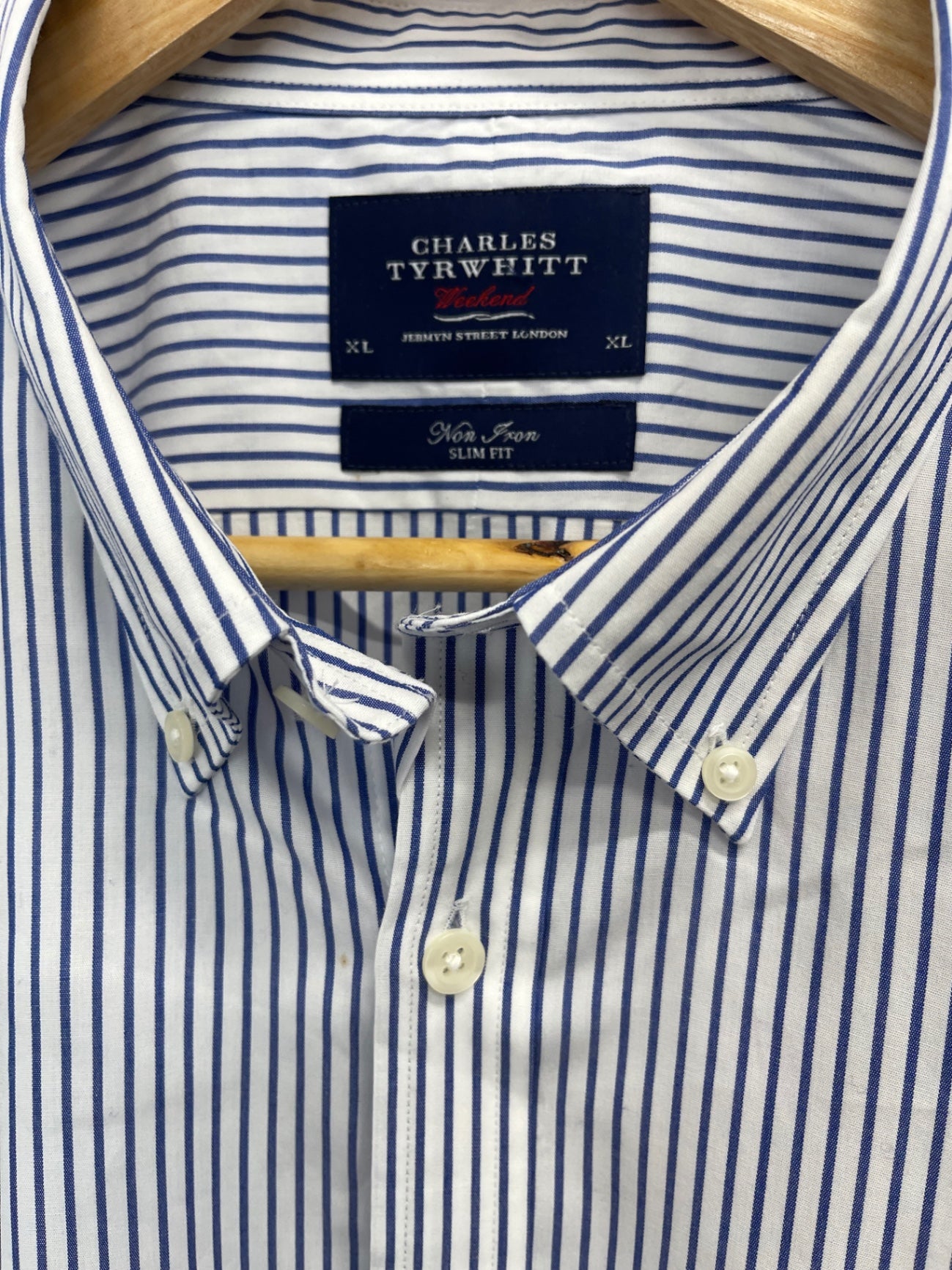 Fabulous Charles Tyrwitt non iron slim fit Shirt XL White & blue ES609
