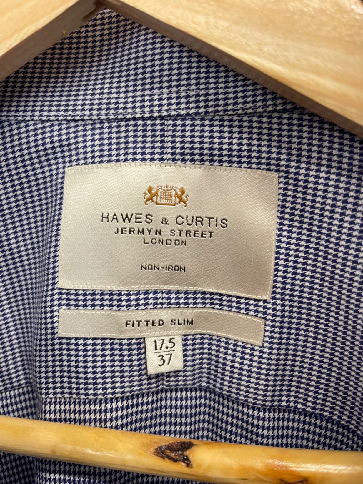 Fabulous Hawes & curtis checked fitted slim Shirt 17.5" Blue ES609