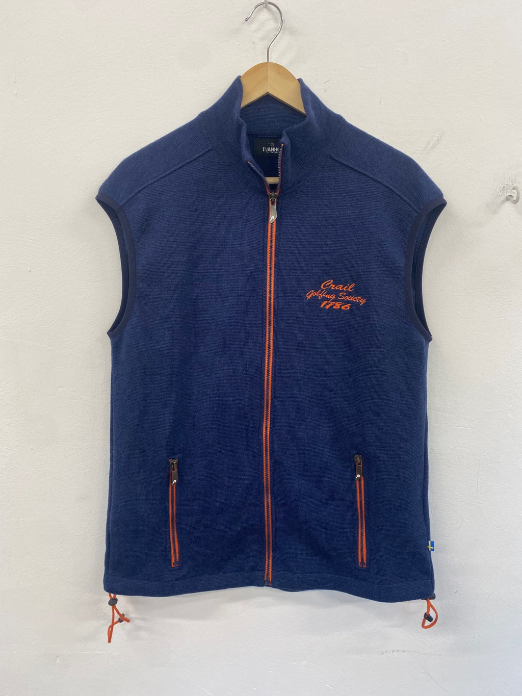 Fabulous Ivanhoe of Sweden Gilet merino knit golf XL Blue ES609