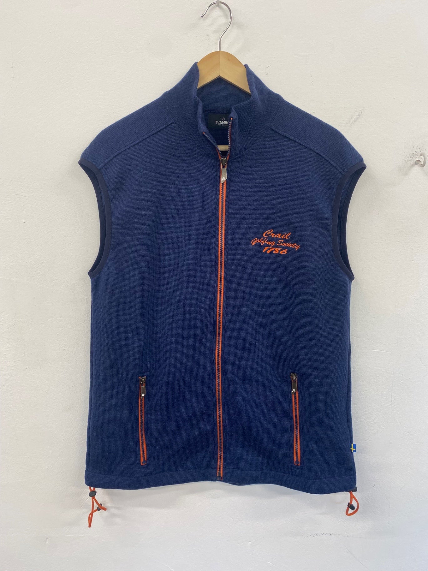 Fabulous Ivanhoe of Sweden Gilet merino knit golf XL Blue ES609