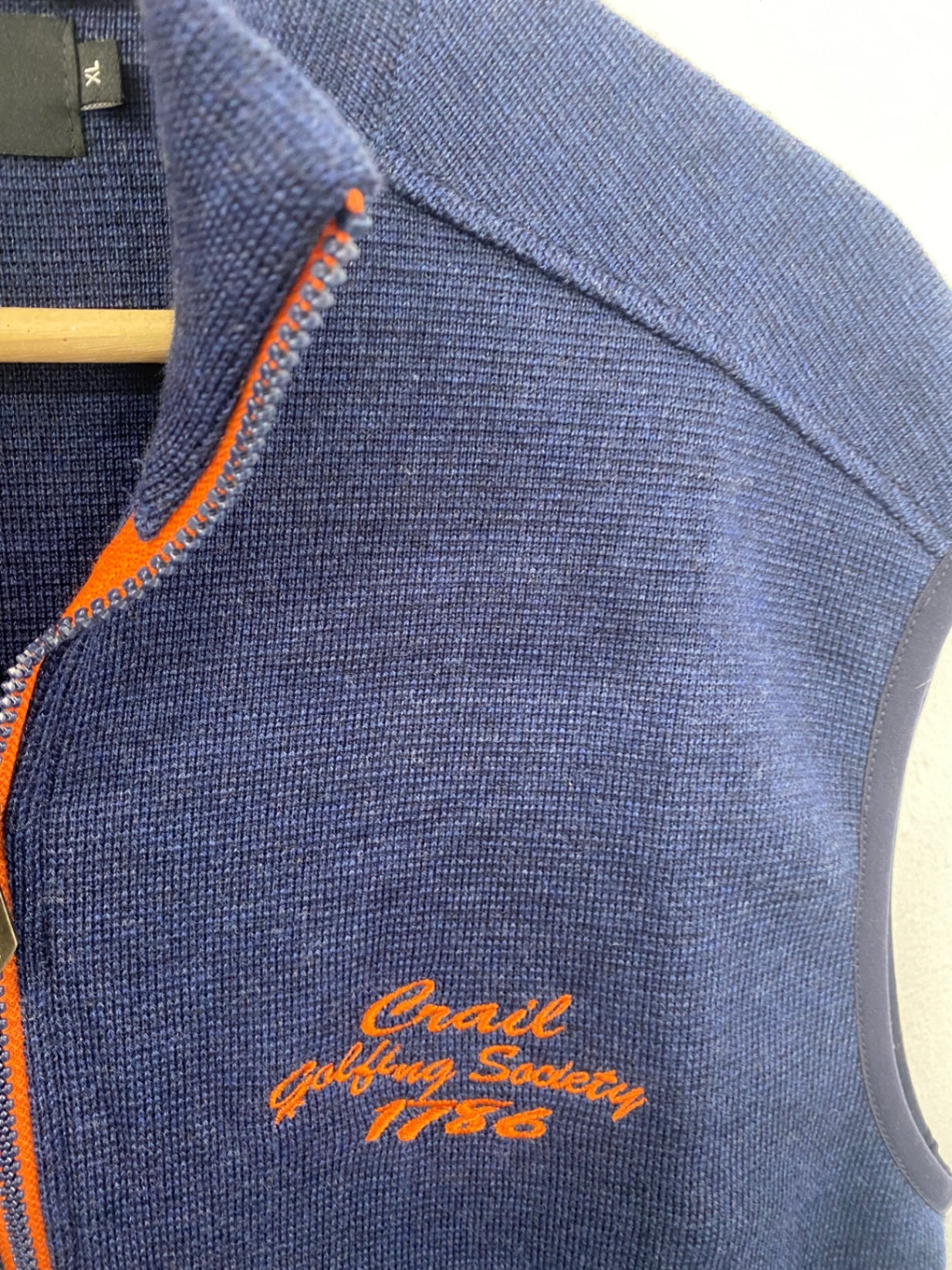 Fabulous Ivanhoe of Sweden Gilet merino knit golf XL Blue ES609