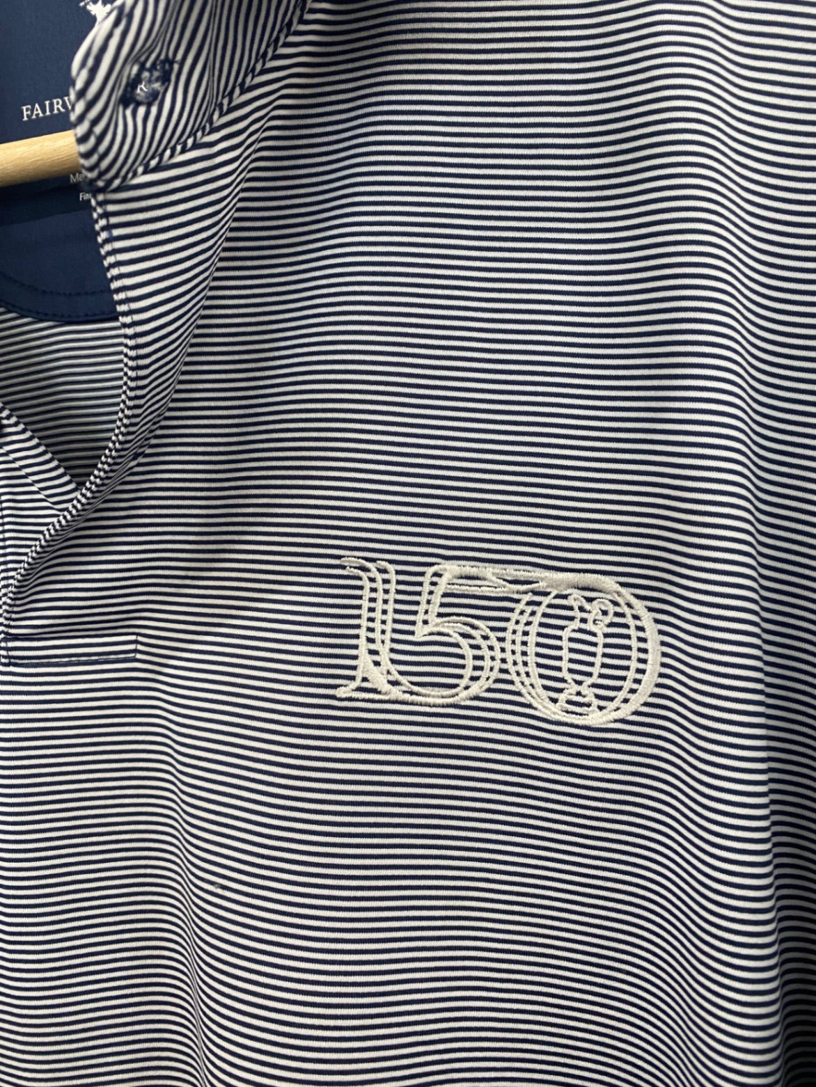 Fabulous Fairway & Greene 150th Open Polo Shirt L Navy blue and white ES609