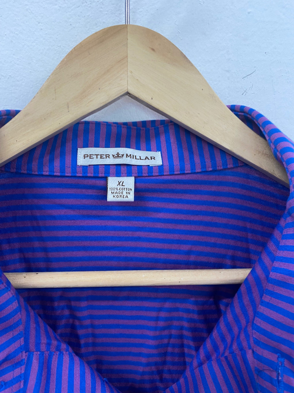 Fabulous Peter Millar Polo Shirt Golf Crail XL Purple and blue stripes ES609